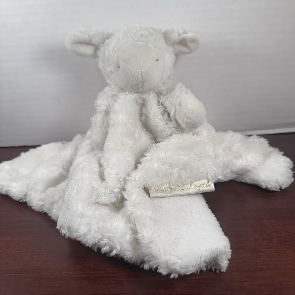 Blankets & Beyond Lamb Sheep Lovey Security Blanket Cream Stuffed Animal Toy 14”